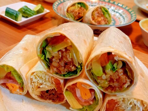 トルティーヤでラップサンド